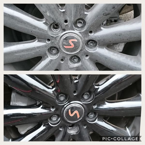 These dull black wheels restored to high gloss black. Looking fresh.: Swipe To View More Images