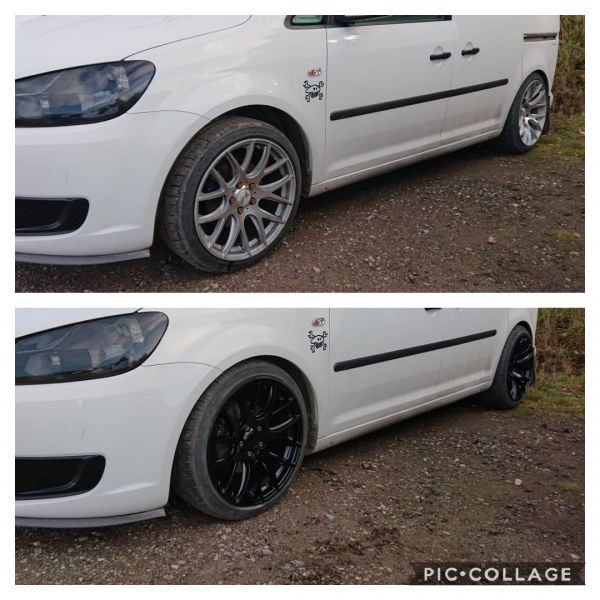 Colour change from silver to gloss black on this VW caddy in south nottinghamshire: Swipe To View More Images