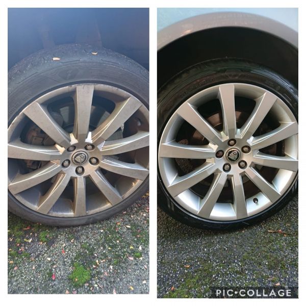 Silver jaguar alloy wheels repaired in Matlock Derbyshire : Swipe To View More Images