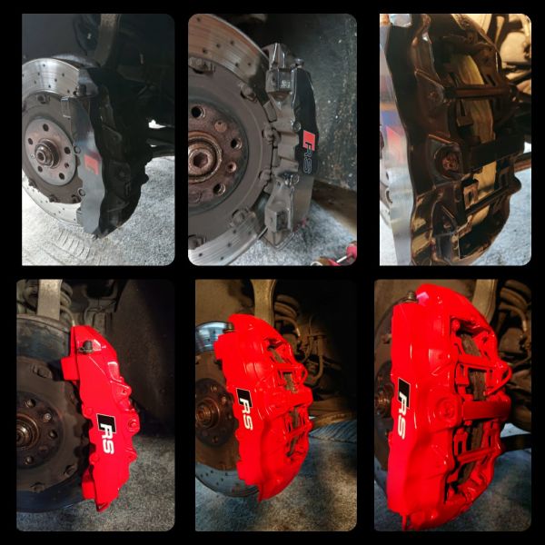 Red calipers looking great on this Audi rs4 
in Mansfield woodhouse : Swipe To View More Images