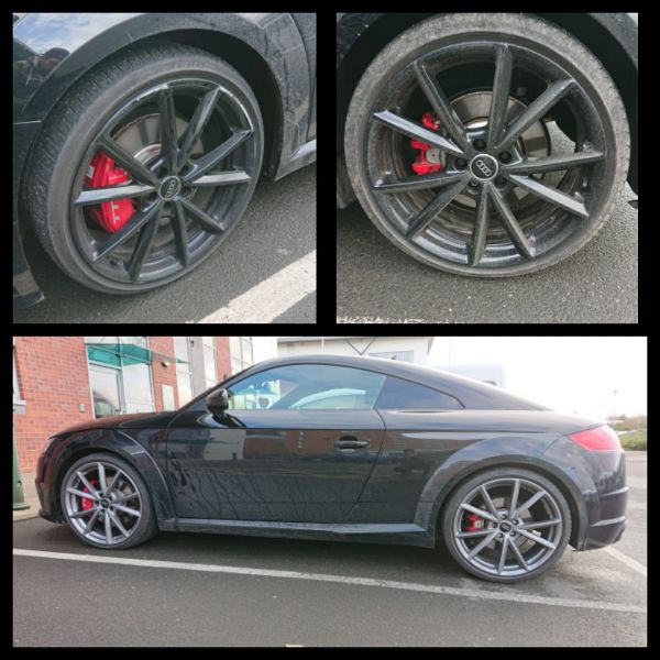Colour change from gloss black to gun metal grey on this Audi tt in Shepshed, Leicester : Swipe To View More Images