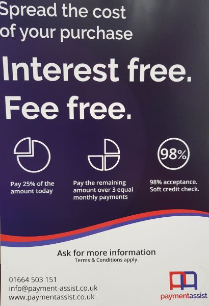 We offer 0% finance with payment assist so that you can spread the cost over 4 months.: Swipe To View More Images