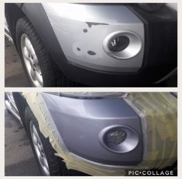Bumper scuff repair before and after on a land rover in Sutton In Ashfield: Click Here To View Larger Image