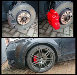 Fresh new red calipers. This customer in Tollerton took advantage of our February special offer on calipers painting. : Click Here To View Larger Image