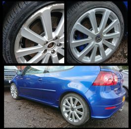 Refurbished silver alloy wheels on our mobile service in Belper looking much better: Click Here To View Larger Image