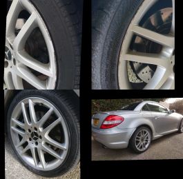 Mercedes SLK wheels refurbished in hyper silver in trowell near stapleford: Click Here To View Larger Image