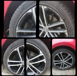 Before and after on these diamond cut alloy wheels on this golf in Spondon near Derby: Click Here To View Larger Image