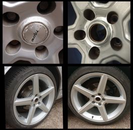Bright hyper silver alloys repaired on this mercedes SLK in silverdale near Clifton : Click Here To View Larger Image