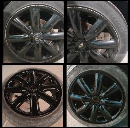 A quick gloss black repair on these mini wheels  in cromford near wirksworth: Click Here To View Larger Image
