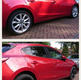 Colour change from silver to gloss black on a mazda in Beeston, Nottingham: Click Here To View Larger Image